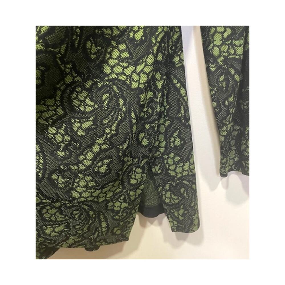 MISOOK Heritage Fit Floral Jacquard Knit Open Jacket Black Green 3/4 Sleeve 1X - Picture 6 of 10
